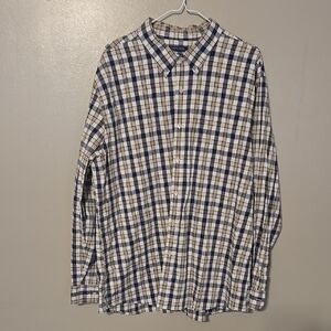 Saddlebred Button‎ Down Longsleeve Plaid Shirt Brown/Blue Mens Size XXL